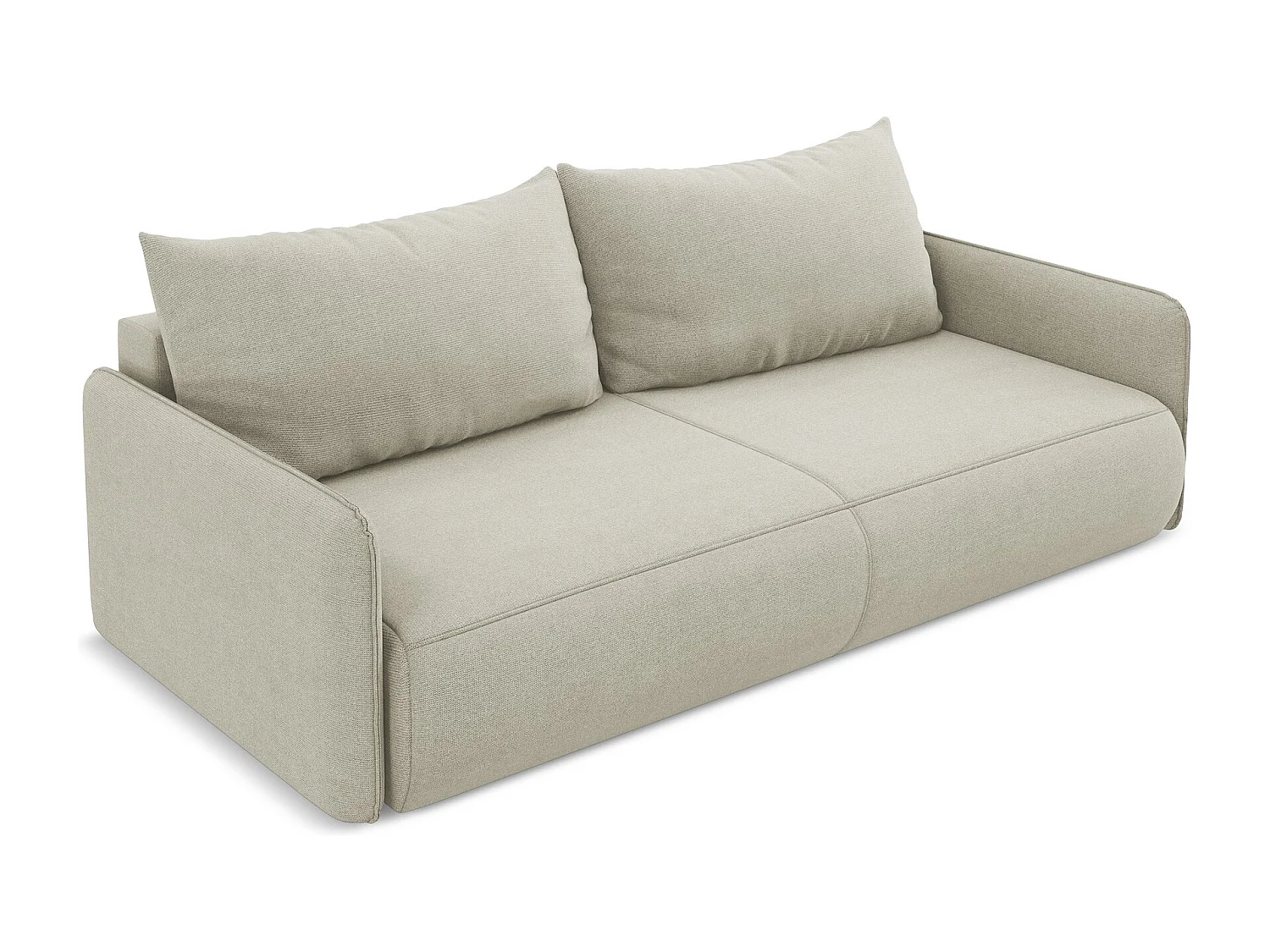 Canapé 3 places convertible en tissu texturé - beige clair - NANEA