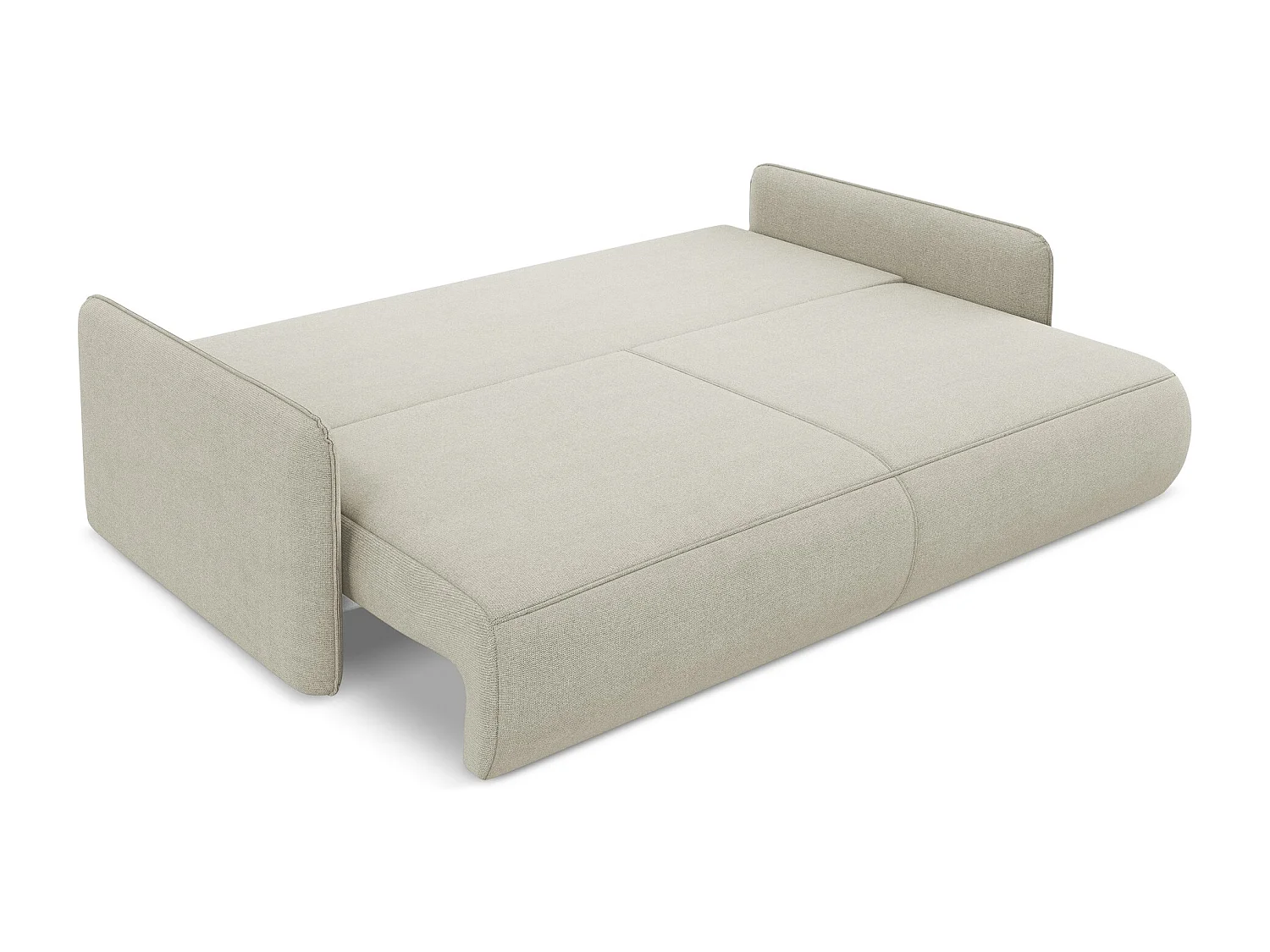Canapé 3 places convertible en tissu texturé - beige clair - NANEA