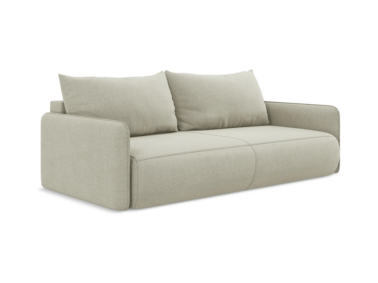 3-Sitzer Sofa mit Schlaffunktion - - Strukturstoff - Hell beige - NANEA