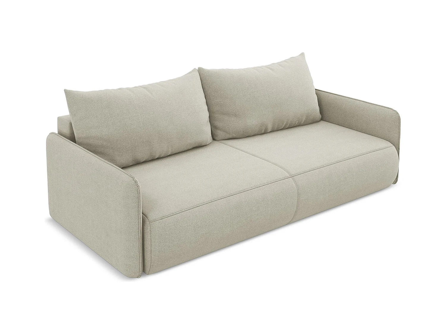 3-Sitzer Sofa mit Schlaffunktion - - Strukturstoff - Hell beige - NANEA