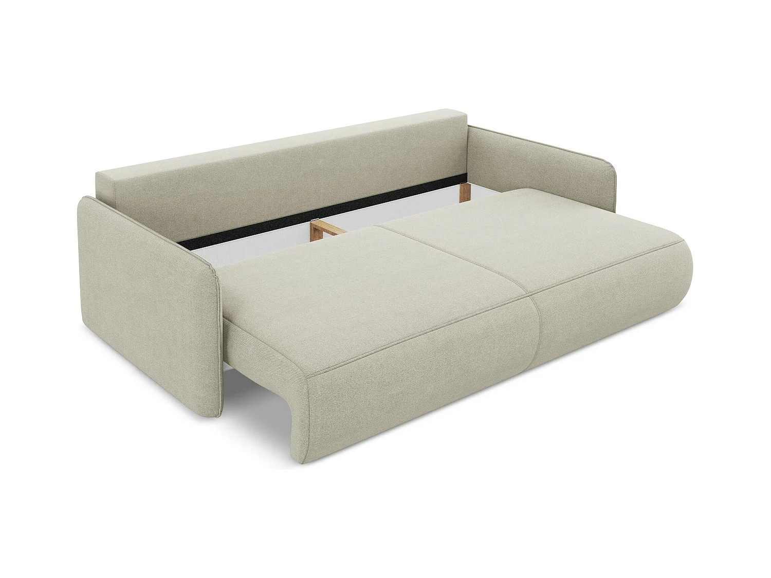 3-Sitzer Sofa mit Schlaffunktion - - Strukturstoff - Hell beige - NANEA