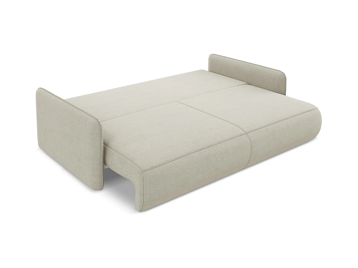 3-Sitzer Sofa mit Schlaffunktion - - Strukturstoff - Hell beige - NANEA