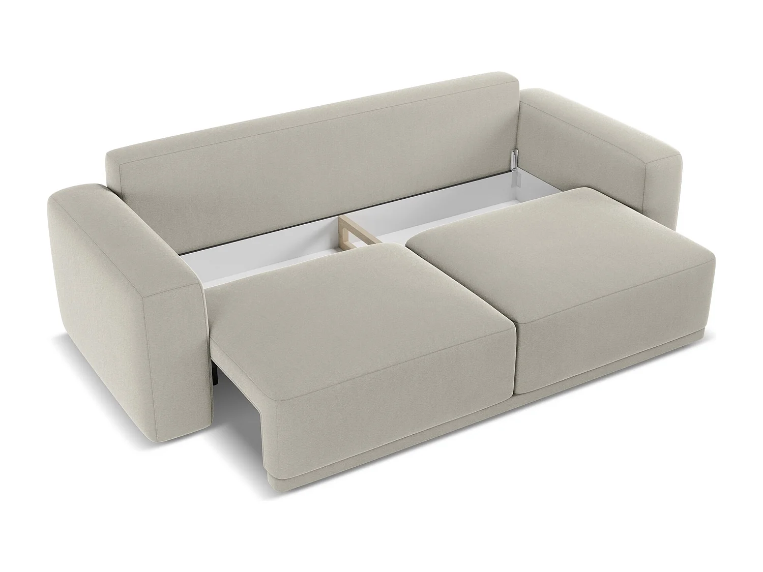 Canapé 3 places convertible en velours - perle - KAILA