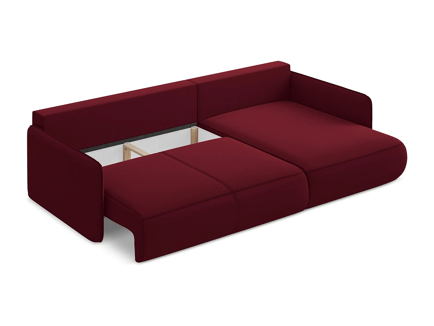 Hoekslaapbank rechts van bourgondië velours - NANEA