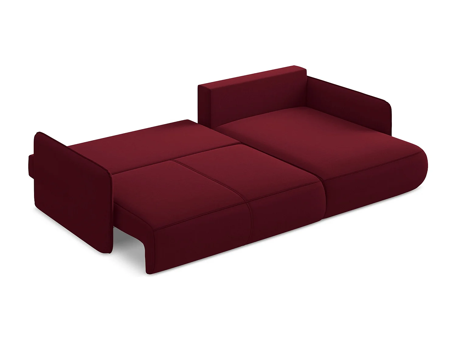 Hoekslaapbank rechts van bourgondië velours - NANEA