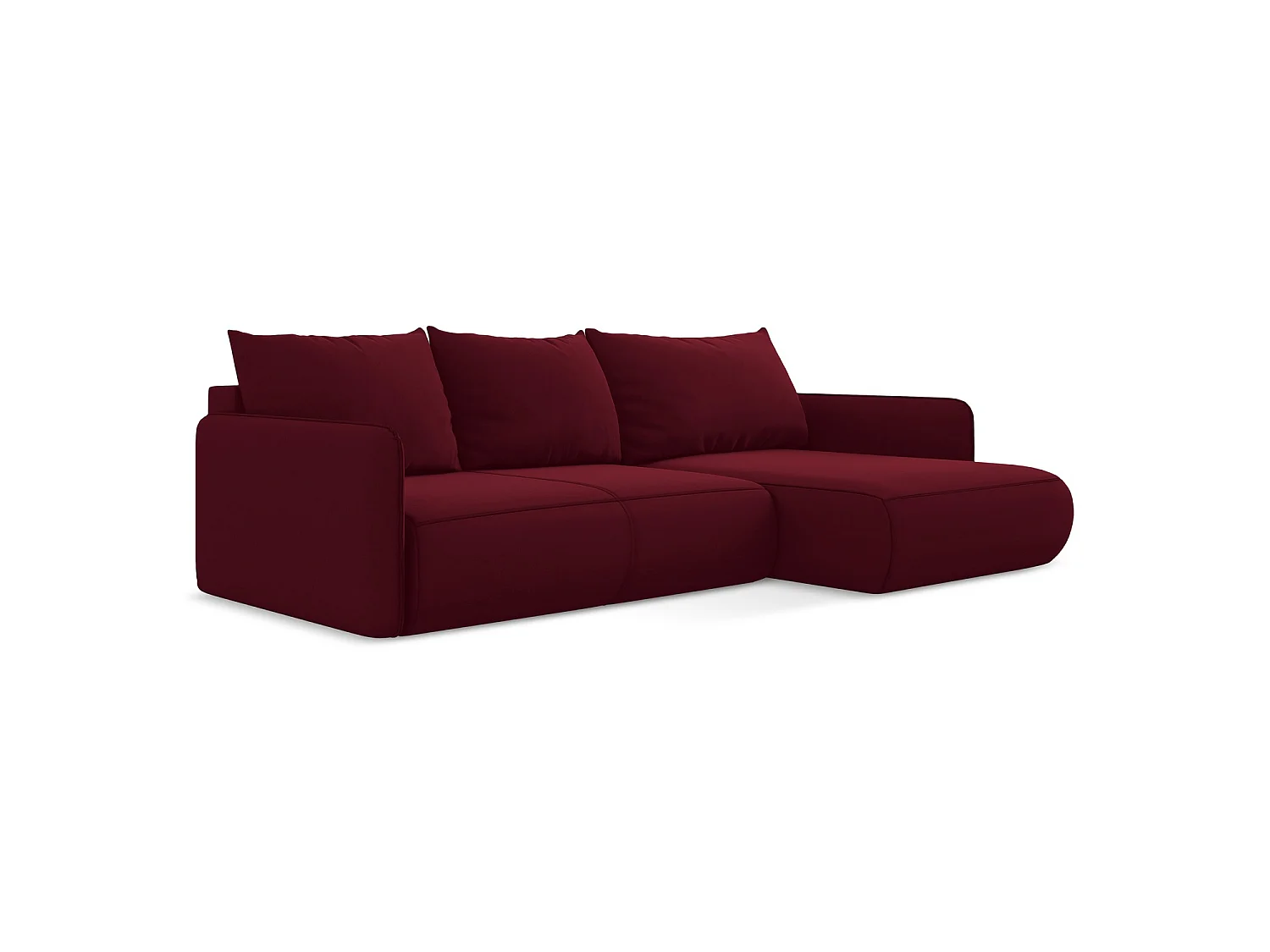 Ecksofa mit Schlaffunktion - Ecke Rechts - Samt - Burgund - PALERMO