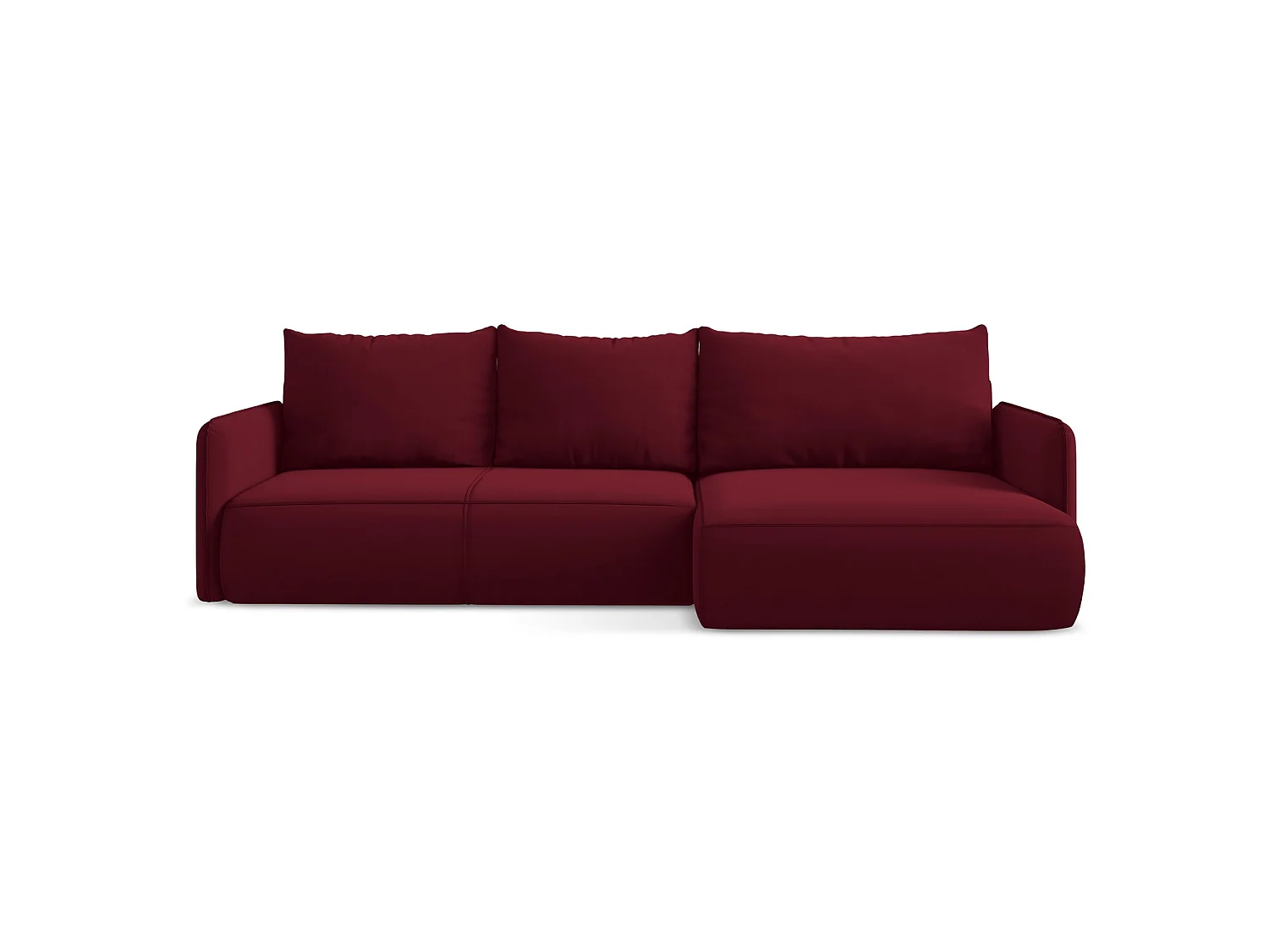 Ecksofa mit Schlaffunktion - Ecke Rechts - Samt - Burgund - PALERMO