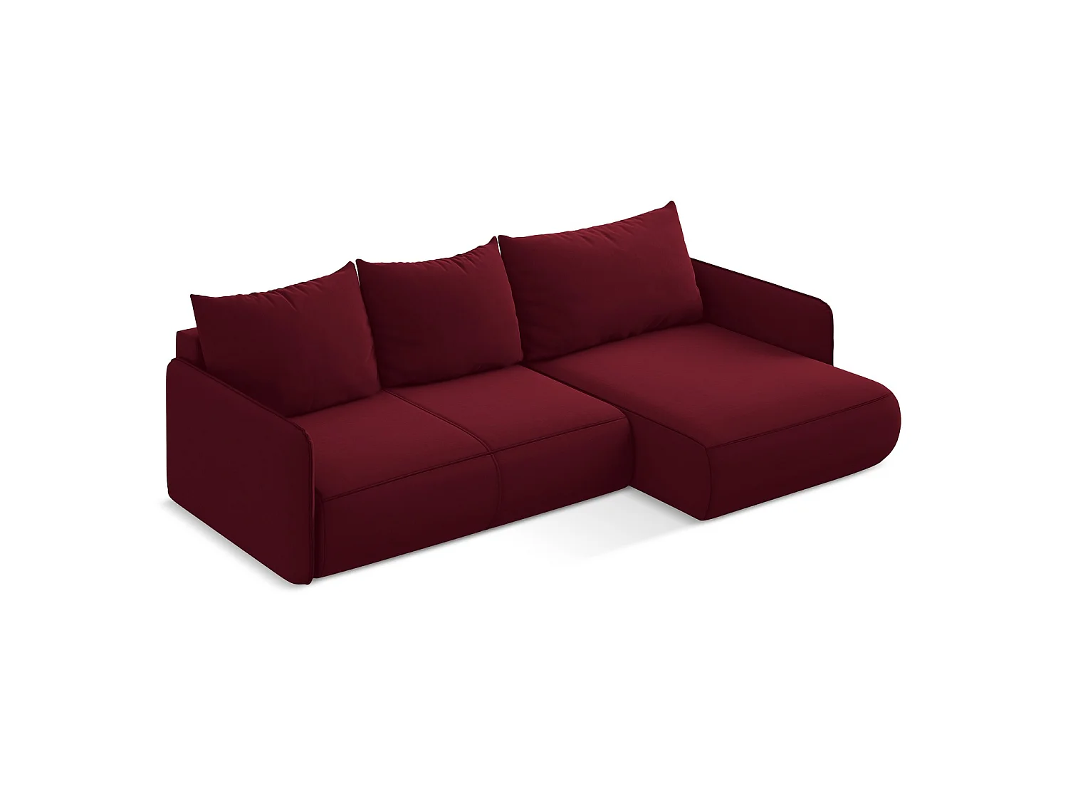 Ecksofa mit Schlaffunktion - Ecke Rechts - Samt - Burgund - PALERMO