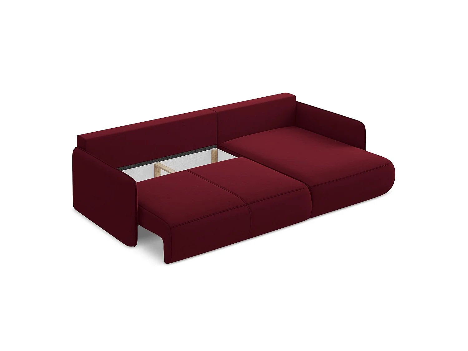 Ecksofa mit Schlaffunktion - Ecke Rechts - Samt - Burgund - PALERMO
