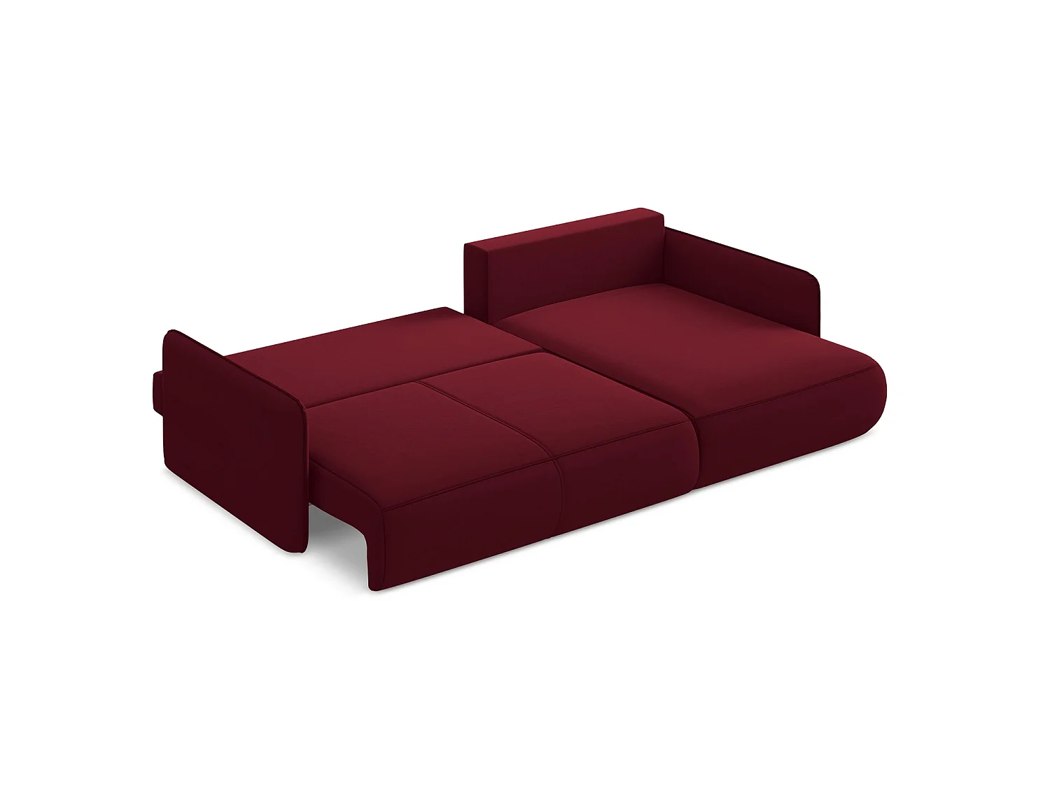 Ecksofa mit Schlaffunktion - Ecke Rechts - Samt - Burgund - PALERMO