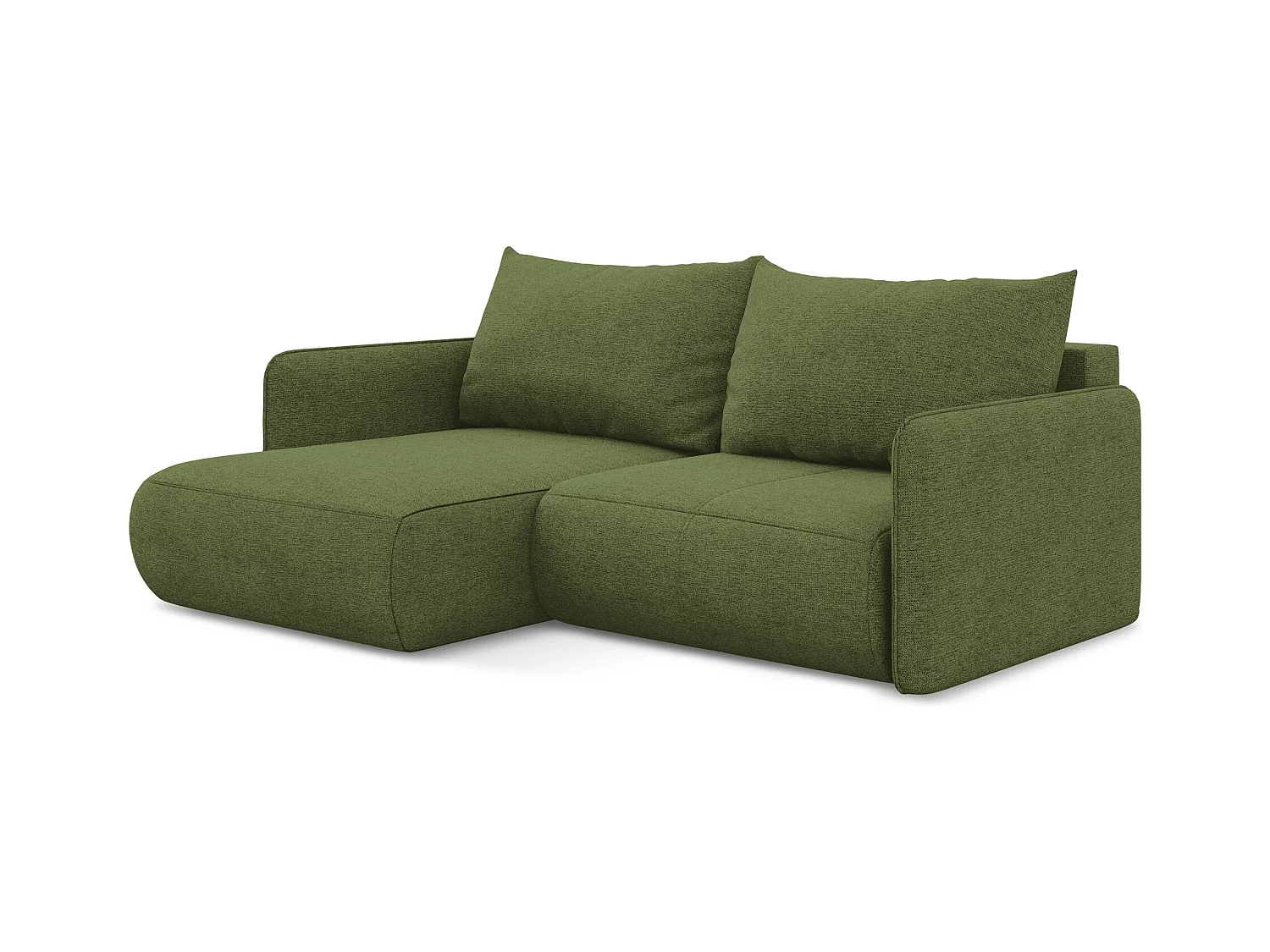 2,5-Sitzer Ecksofa mit Schlaffunktion - Ecke Links - Chenille - Flaschengrün - NANEA