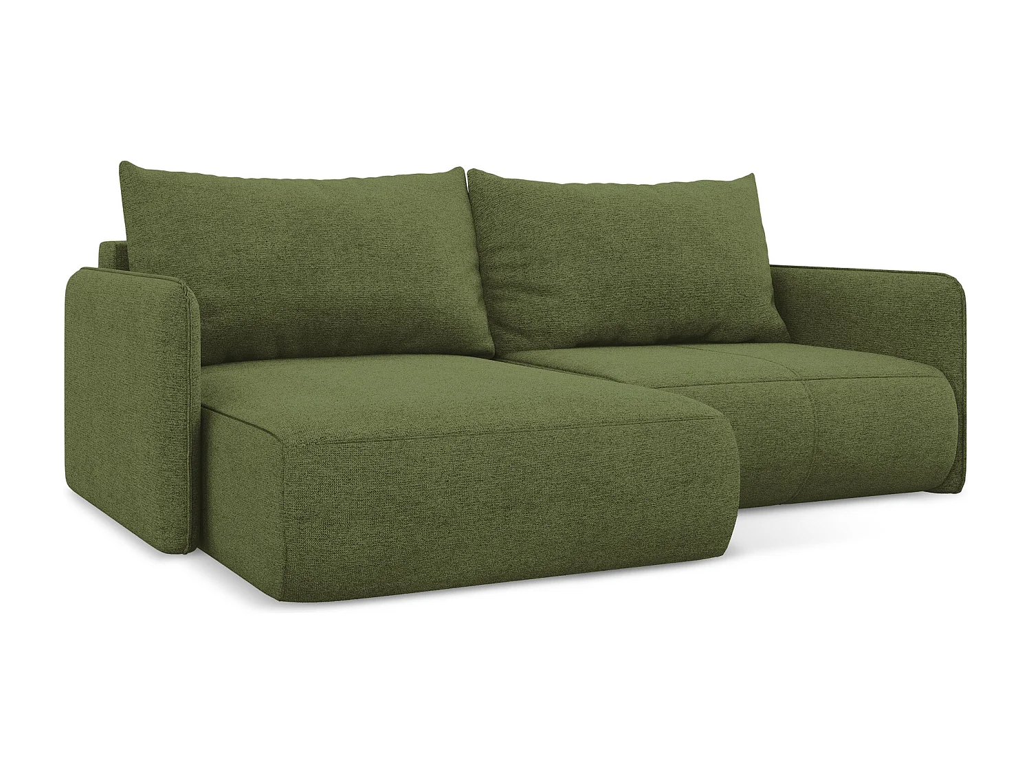 Hoekslaapbank links van flessengroen chenille stof - NANEA