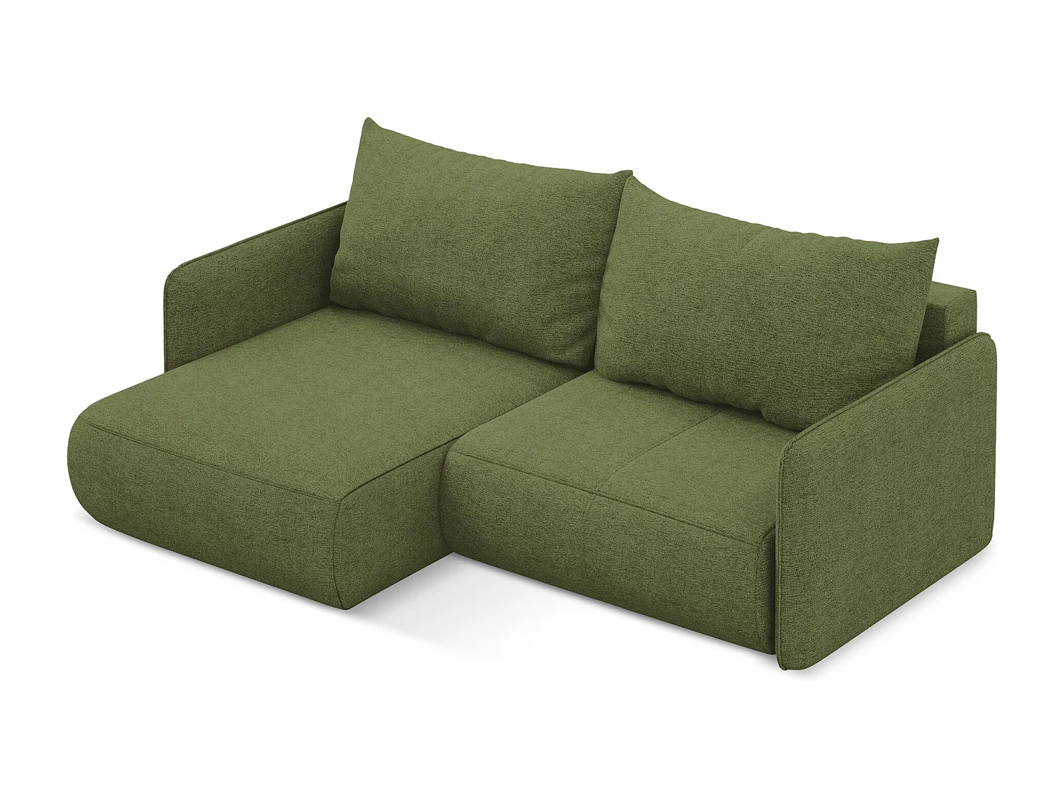 Hoekslaapbank links van flessengroen chenille stof - NANEA