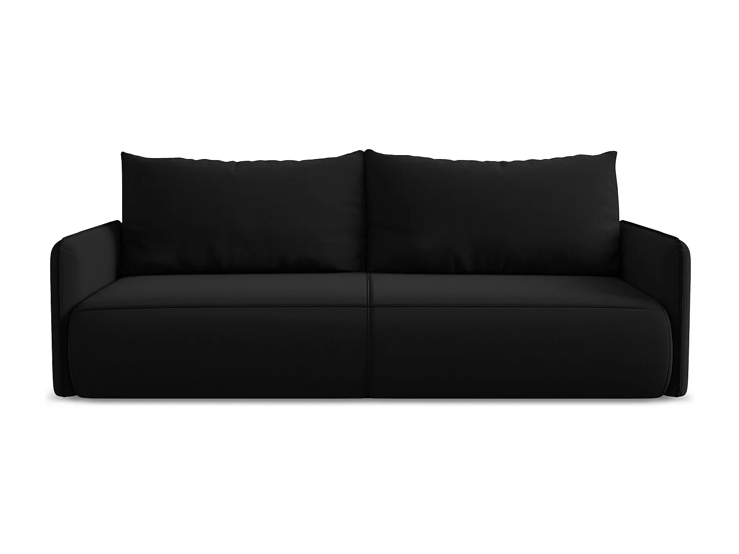 Driezits-slaapbank van zwart velours - NANEA