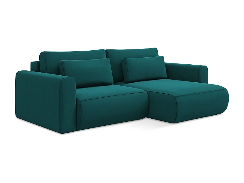 2-Sitzer Ecksofa mit Schlaffunktion - Ecke Rechts - Samt - Marine - KAPUA
