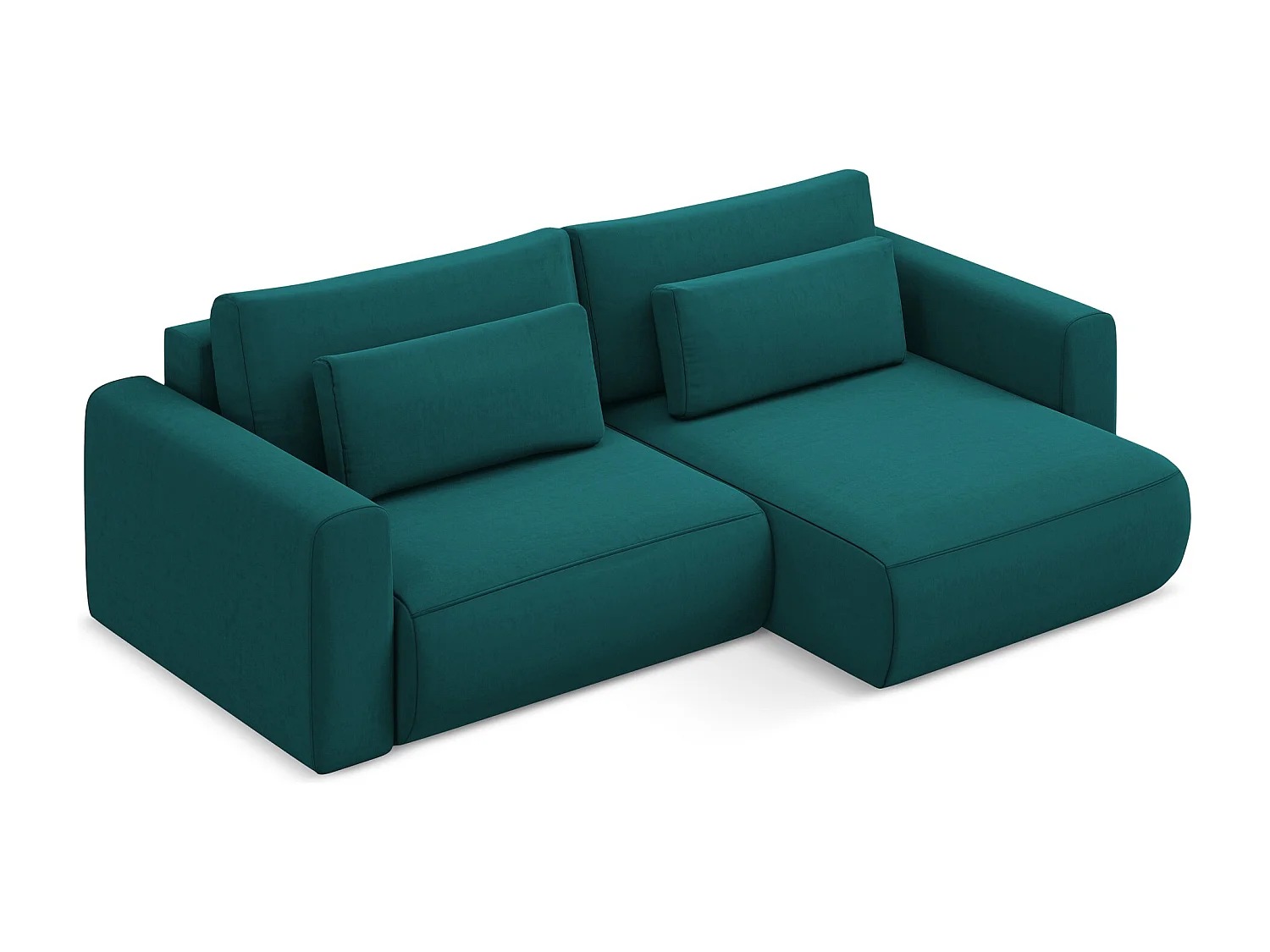 2-Sitzer Ecksofa mit Schlaffunktion - Ecke Rechts - Samt - Marine - KAPUA