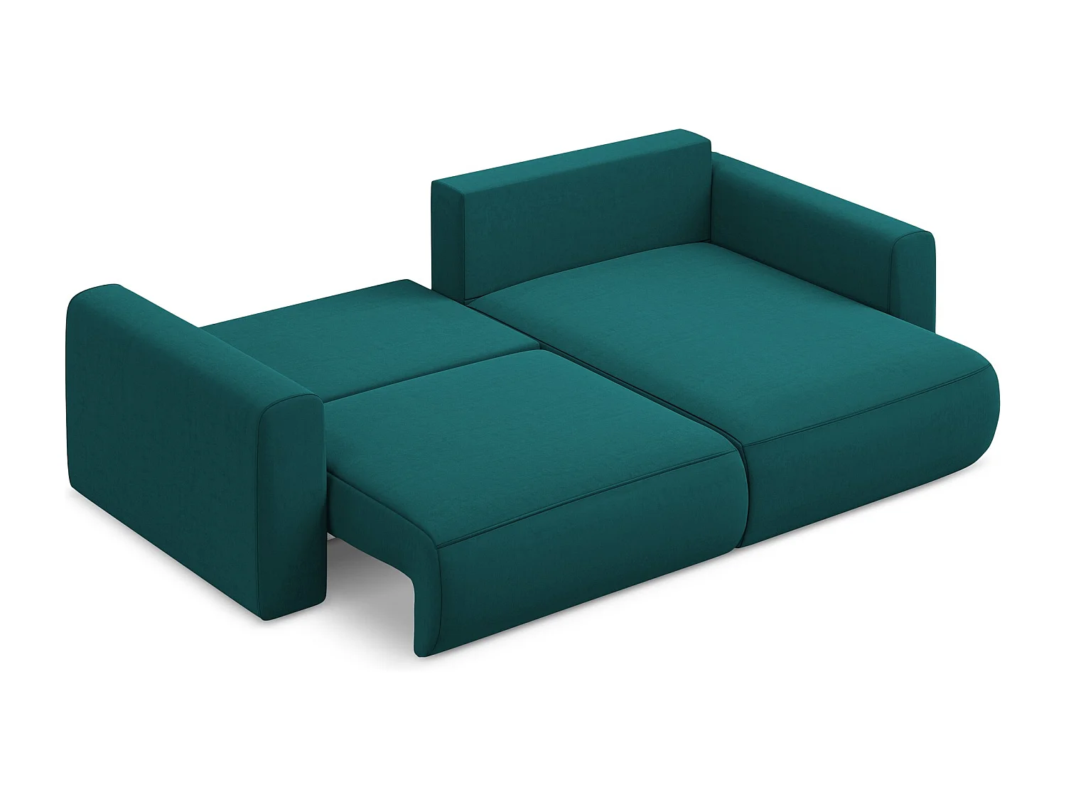 2-Sitzer Ecksofa mit Schlaffunktion - Ecke Rechts - Samt - Marine - KAPUA