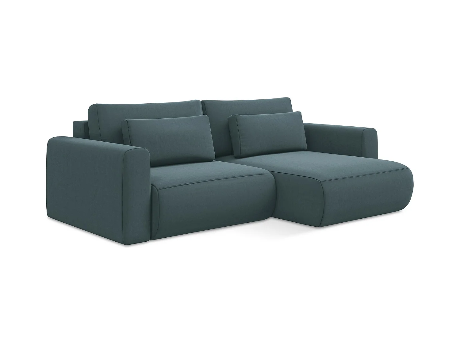 Canapé d’angle 2,5 places droit convertible en velours - marin - KAPUA