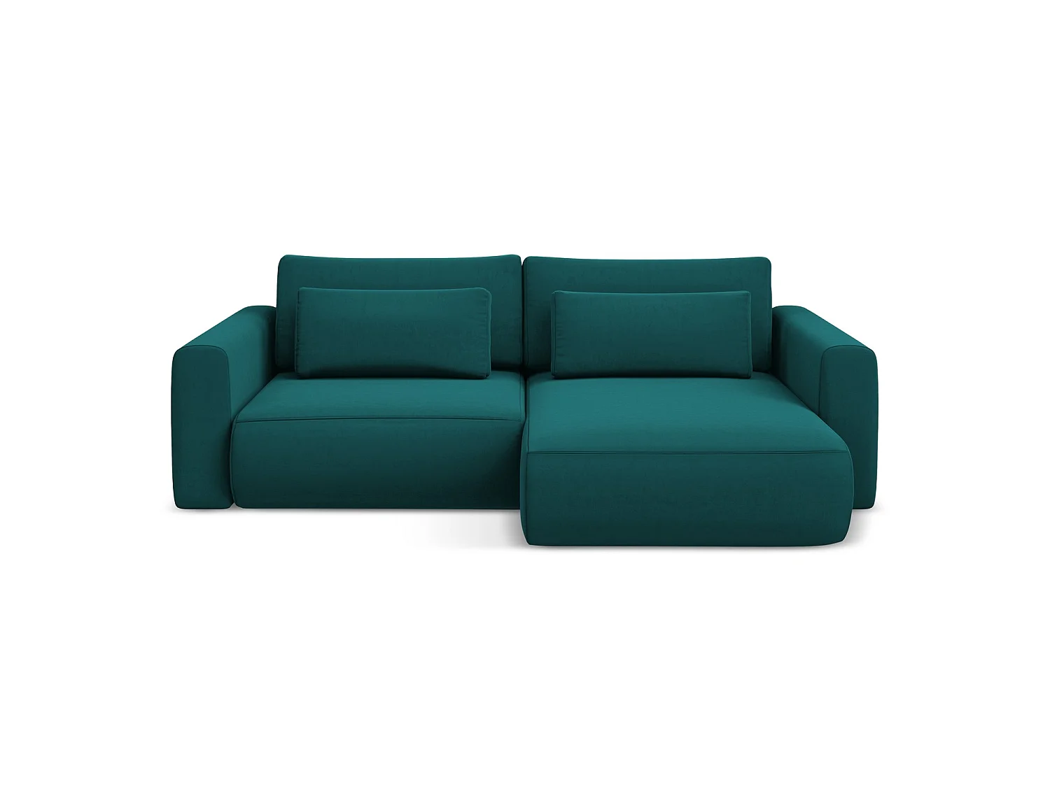 2-Sitzer Ecksofa mit Schlaffunktion - Ecke Rechts - Samt - Marine - PERUGIA