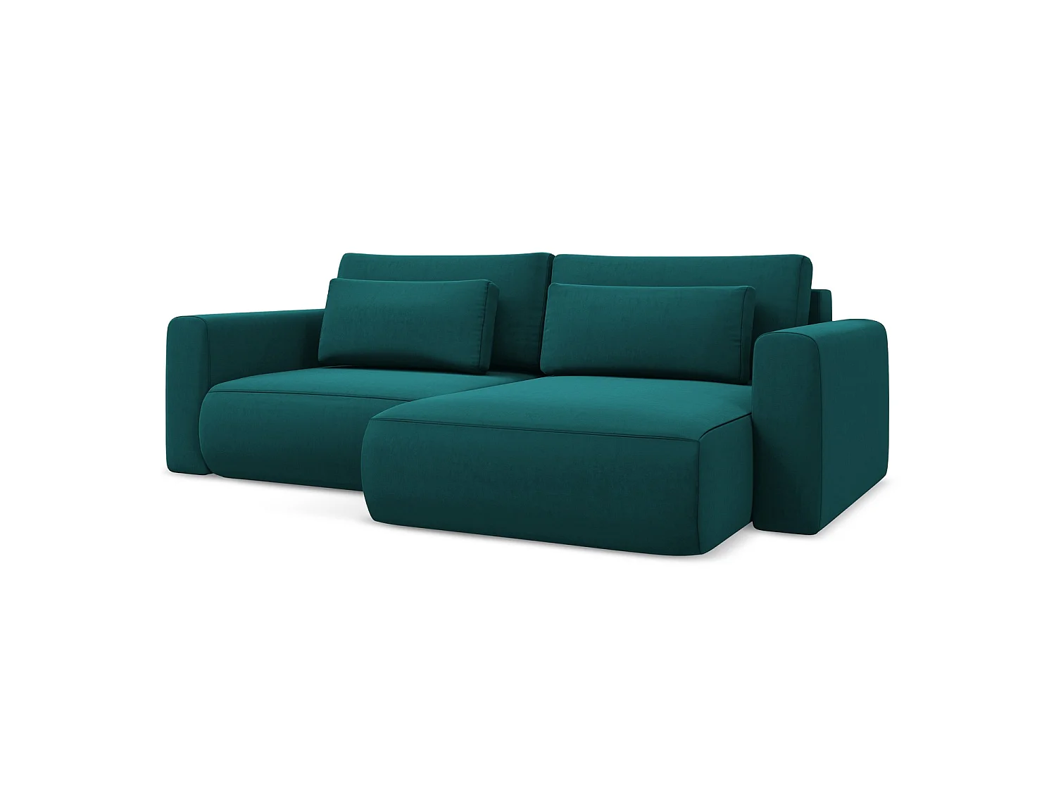 2-Sitzer Ecksofa mit Schlaffunktion - Ecke Rechts - Samt - Marine - PERUGIA