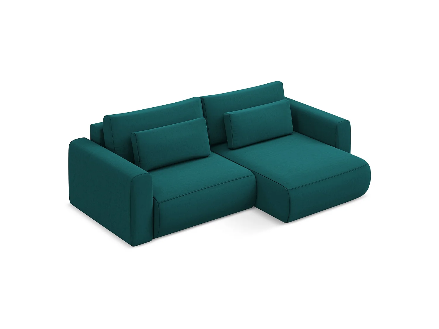 2-Sitzer Ecksofa mit Schlaffunktion - Ecke Rechts - Samt - Marine - PERUGIA