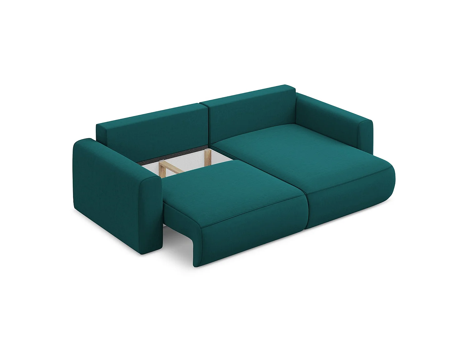 2-Sitzer Ecksofa mit Schlaffunktion - Ecke Rechts - Samt - Marine - PERUGIA