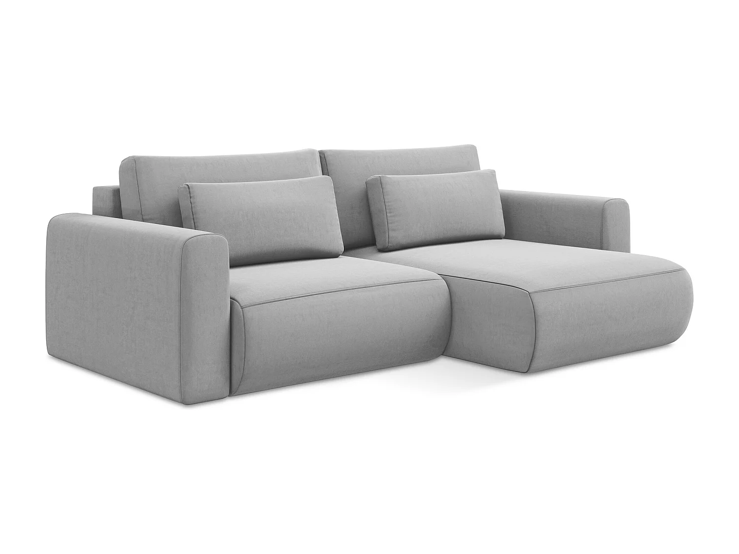 2-Sitzer Ecksofa mit Schlaffunktion - Ecke Rechts - Samt - Grau - KAPUA