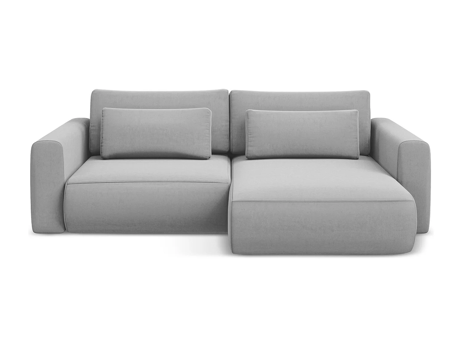 2-Sitzer Ecksofa mit Schlaffunktion - Ecke Rechts - Samt - Grau - KAPUA
