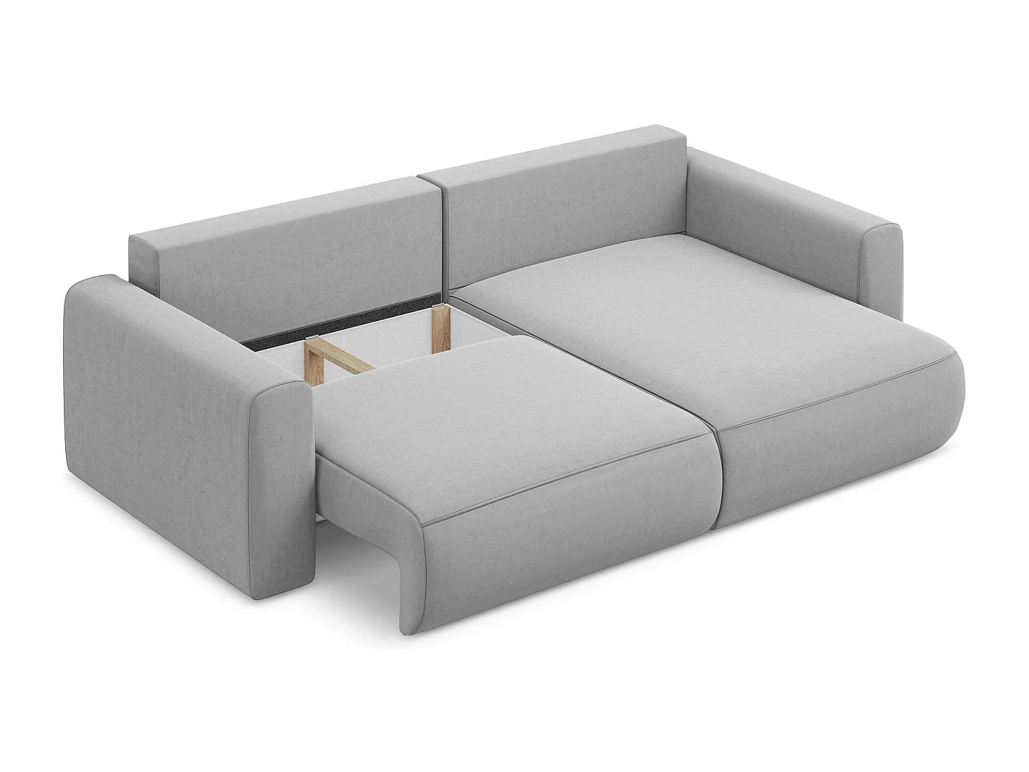 2-Sitzer Ecksofa mit Schlaffunktion - Ecke Rechts - Samt - Grau - KAPUA