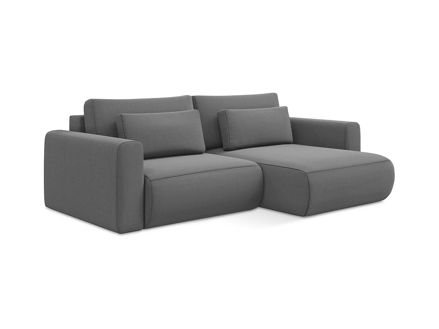 Canapé d’angle 2,5 places droit convertible en velours - gris - KAPUA