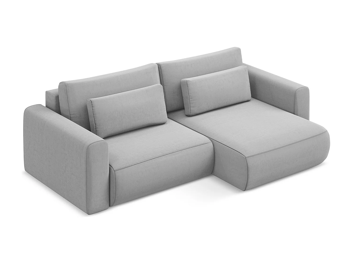 Canapé d’angle 2,5 places droit convertible en velours - gris - KAPUA