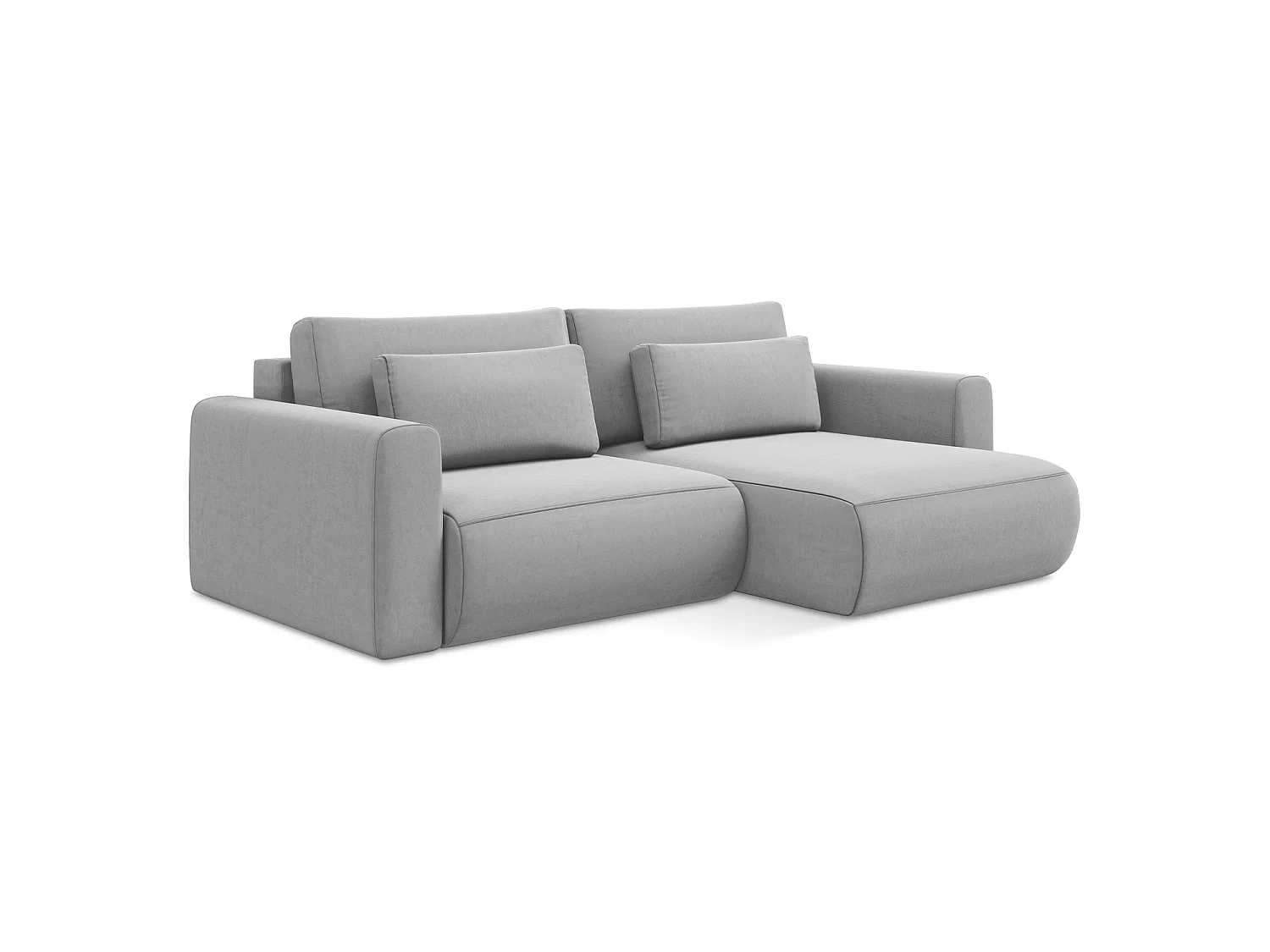 Canapé d’angle 2,5 places droit convertible en velours - gris - PERUGIA