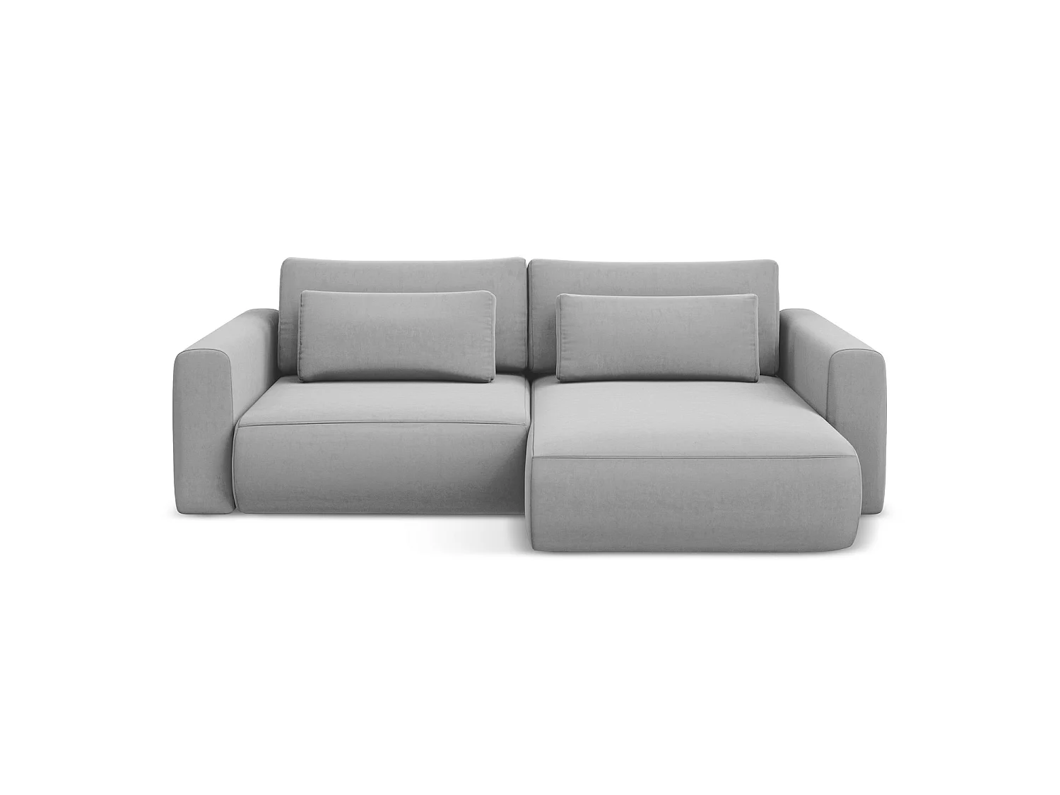 Canapé d’angle 2,5 places droit convertible en velours - gris - PERUGIA