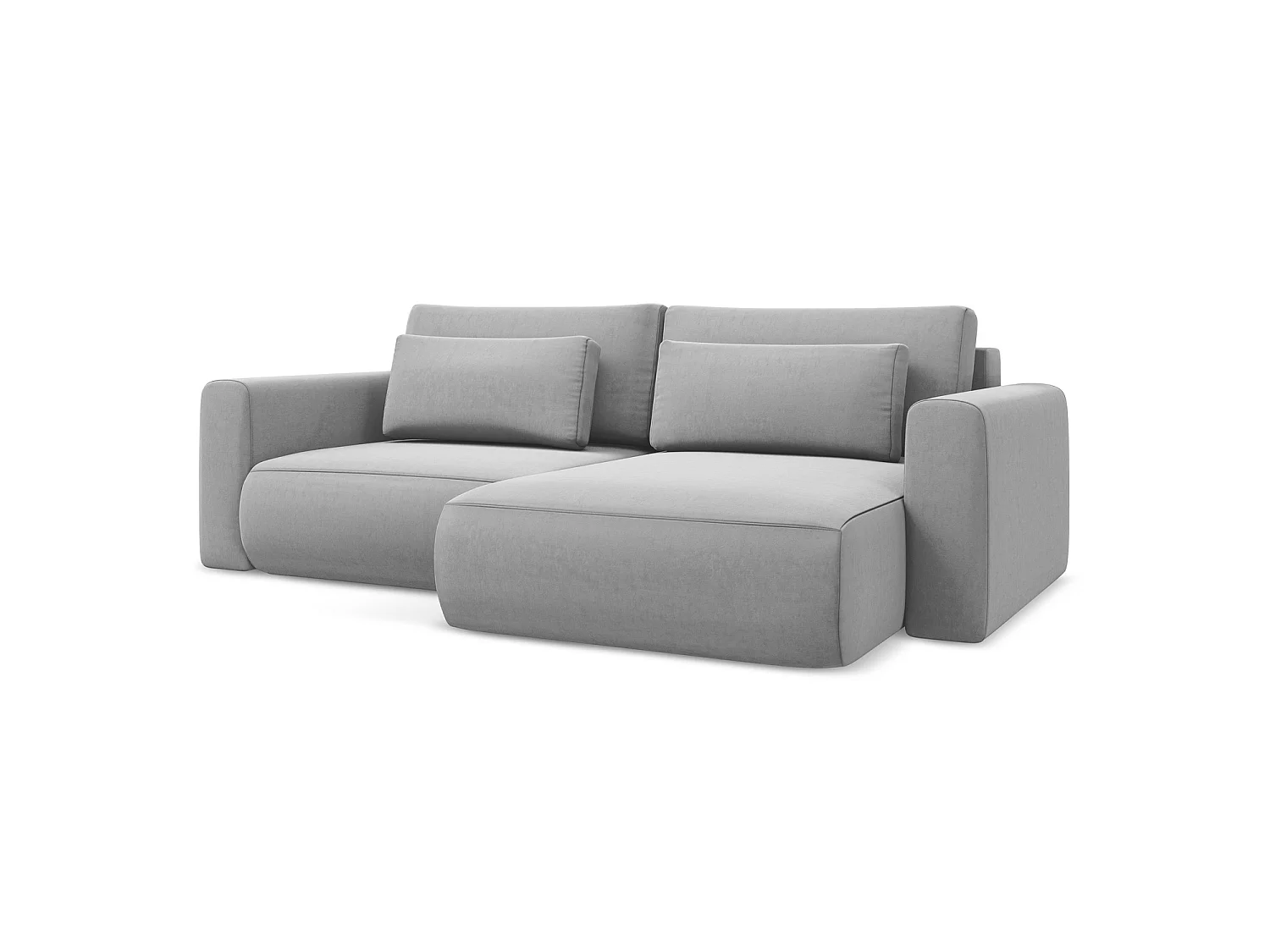 Canapé d’angle 2,5 places droit convertible en velours - gris - PERUGIA