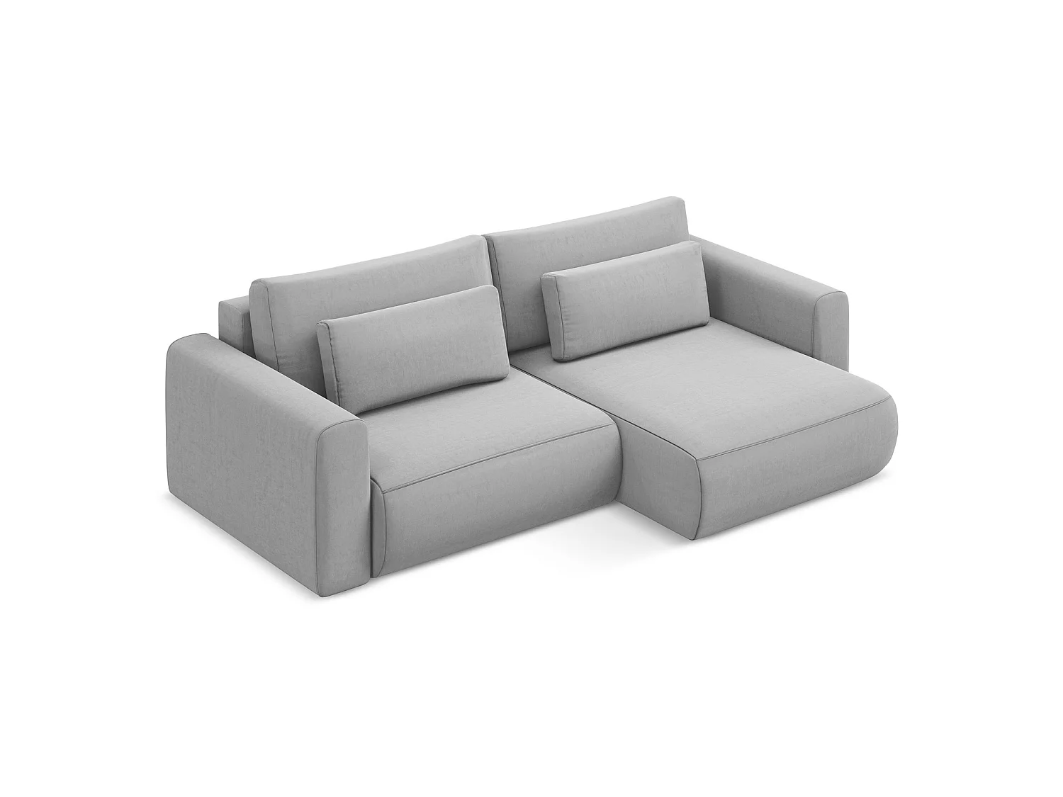 Canapé d’angle 2,5 places droit convertible en velours - gris - PERUGIA