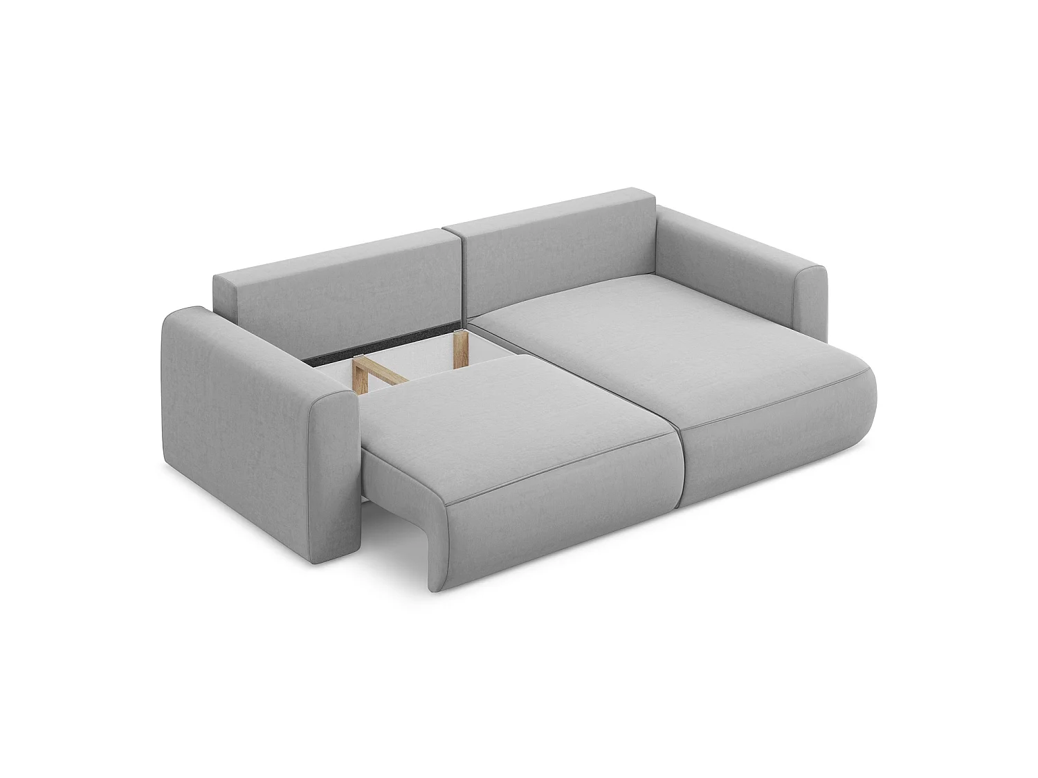 Canapé d’angle 2,5 places droit convertible en velours - gris - PERUGIA
