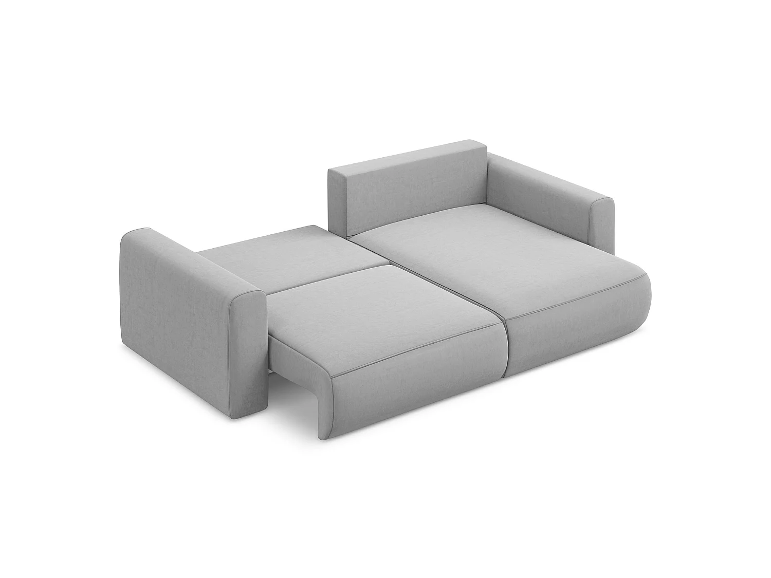 Canapé d’angle 2,5 places droit convertible en velours - gris - PERUGIA