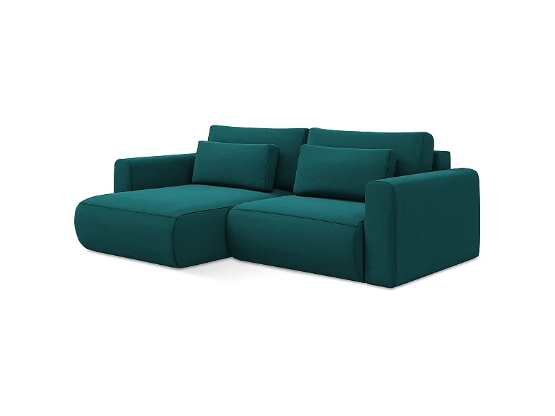 2-Sitzer Ecksofa mit Schlaffunktion - Ecke Links - Samt - Marine - KAPUA