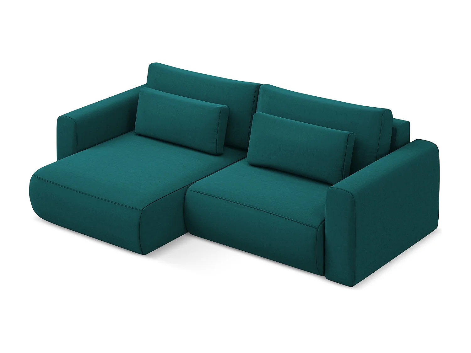 2-Sitzer Ecksofa mit Schlaffunktion - Ecke Links - Samt - Marine - KAPUA