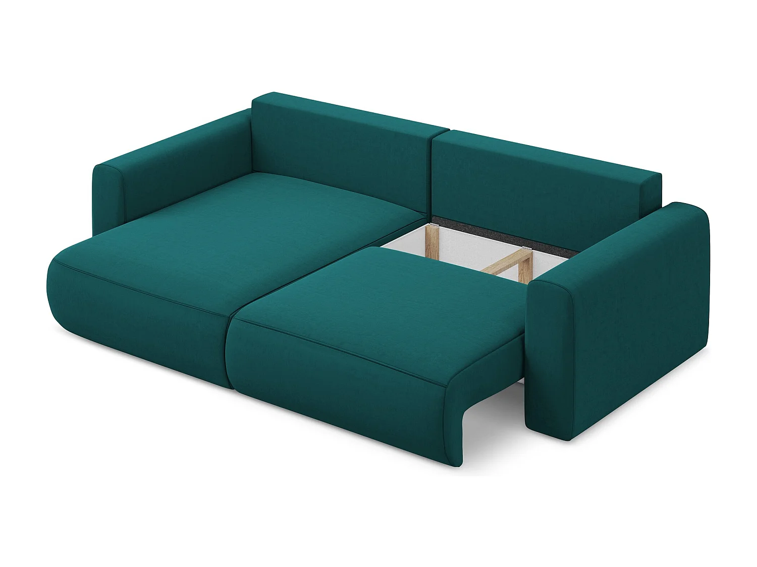 2-Sitzer Ecksofa mit Schlaffunktion - Ecke Links - Samt - Marine - KAPUA