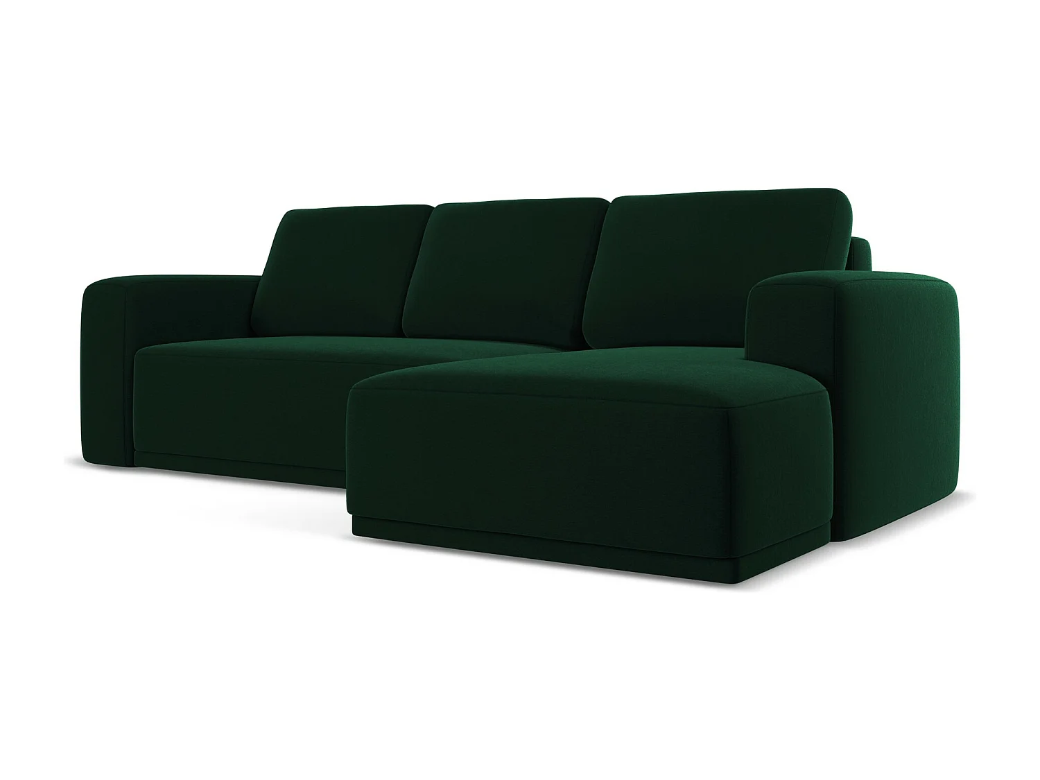 Ecksofa mit Schlaffunktion - Ecke Rechts - Samt - Flaschengrün - KAILA
