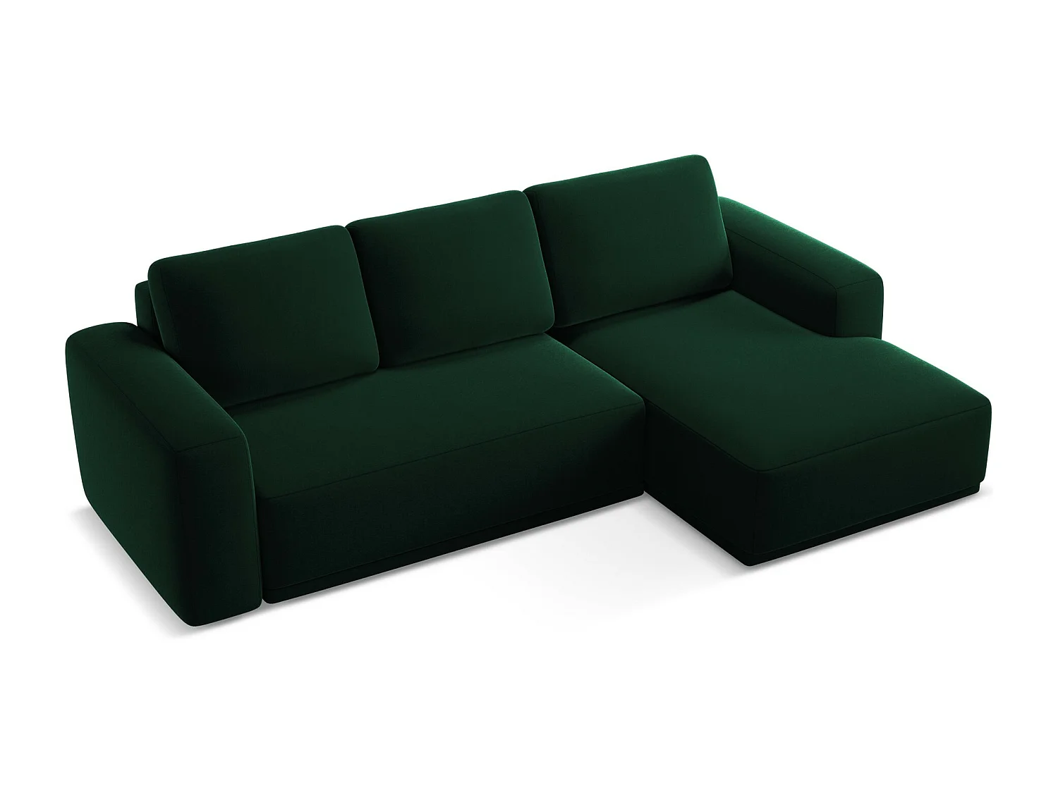 Ecksofa mit Schlaffunktion - Ecke Rechts - Samt - Flaschengrün - KAILA