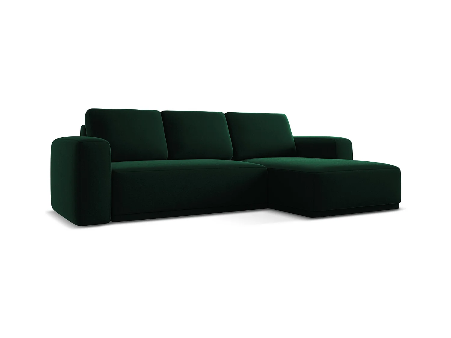 Ecksofa mit Schlaffunktion - Ecke Rechts - Samt - Flaschengrün - KAILA