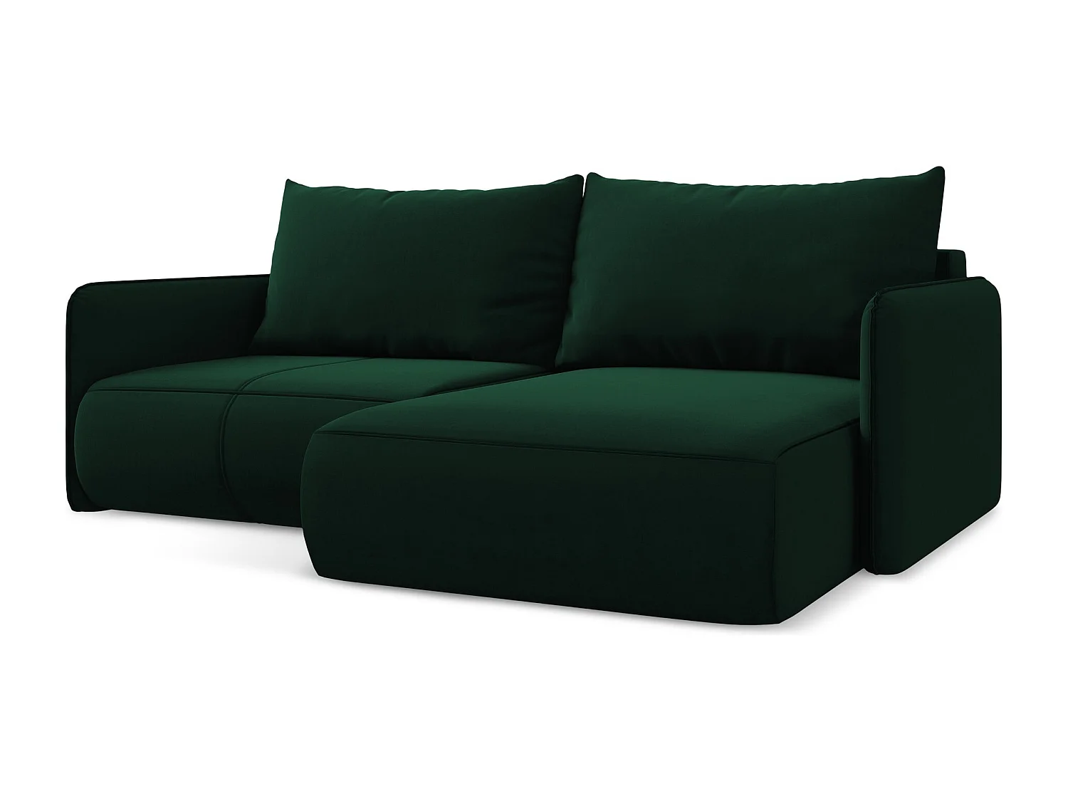 Hoekslaapbank rechts van flessengroen velours - NANEA