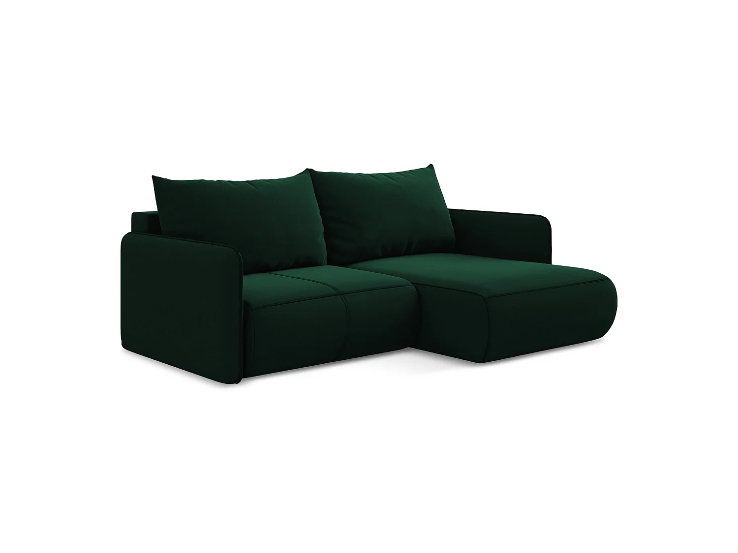 2,5-Sitzer Ecksofa mit Schlaffunktion - Ecke Rechts - Samt - Flaschengrün - PALERMO