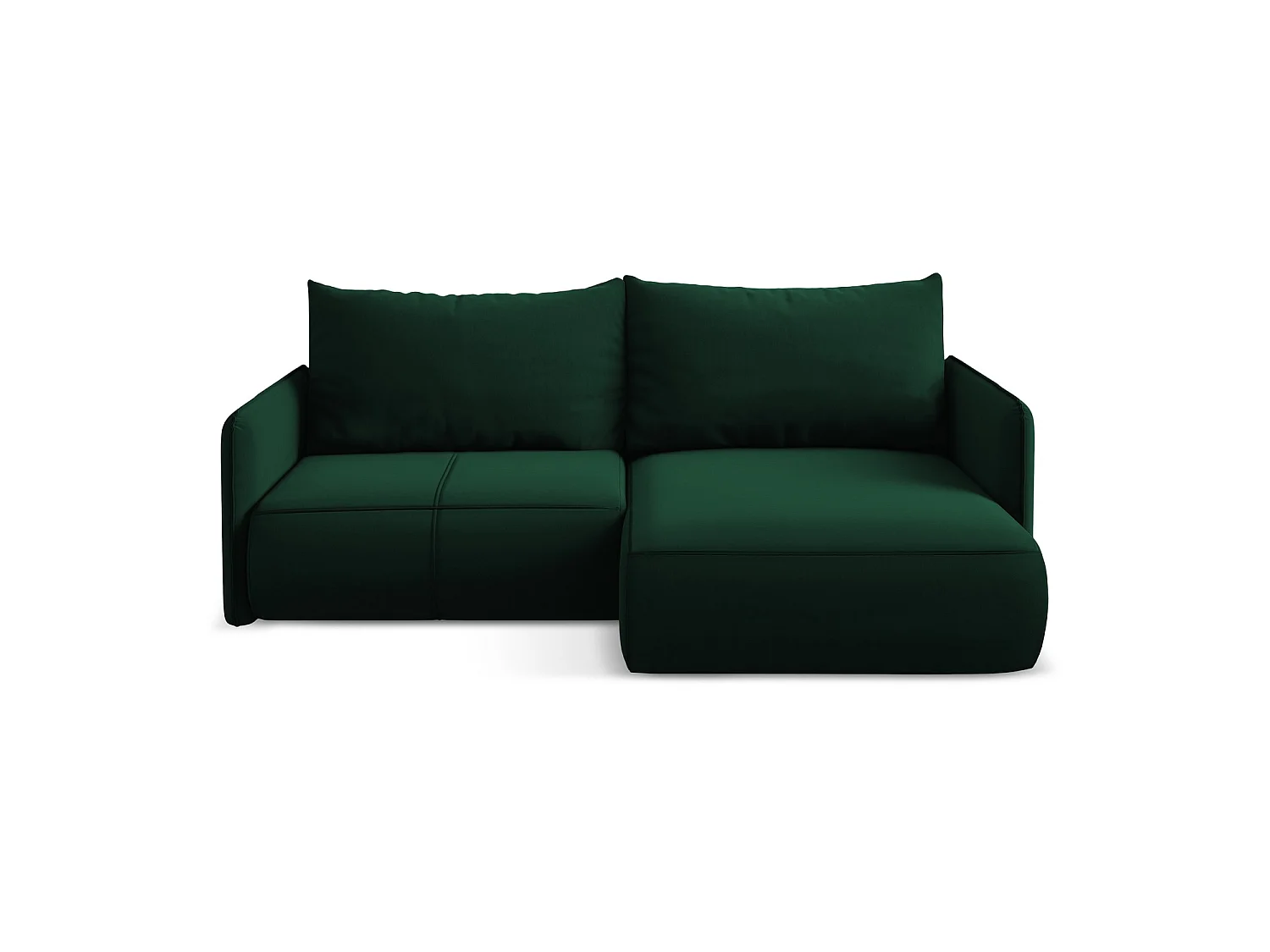 2,5-Sitzer Ecksofa mit Schlaffunktion - Ecke Rechts - Samt - Flaschengrün - PALERMO