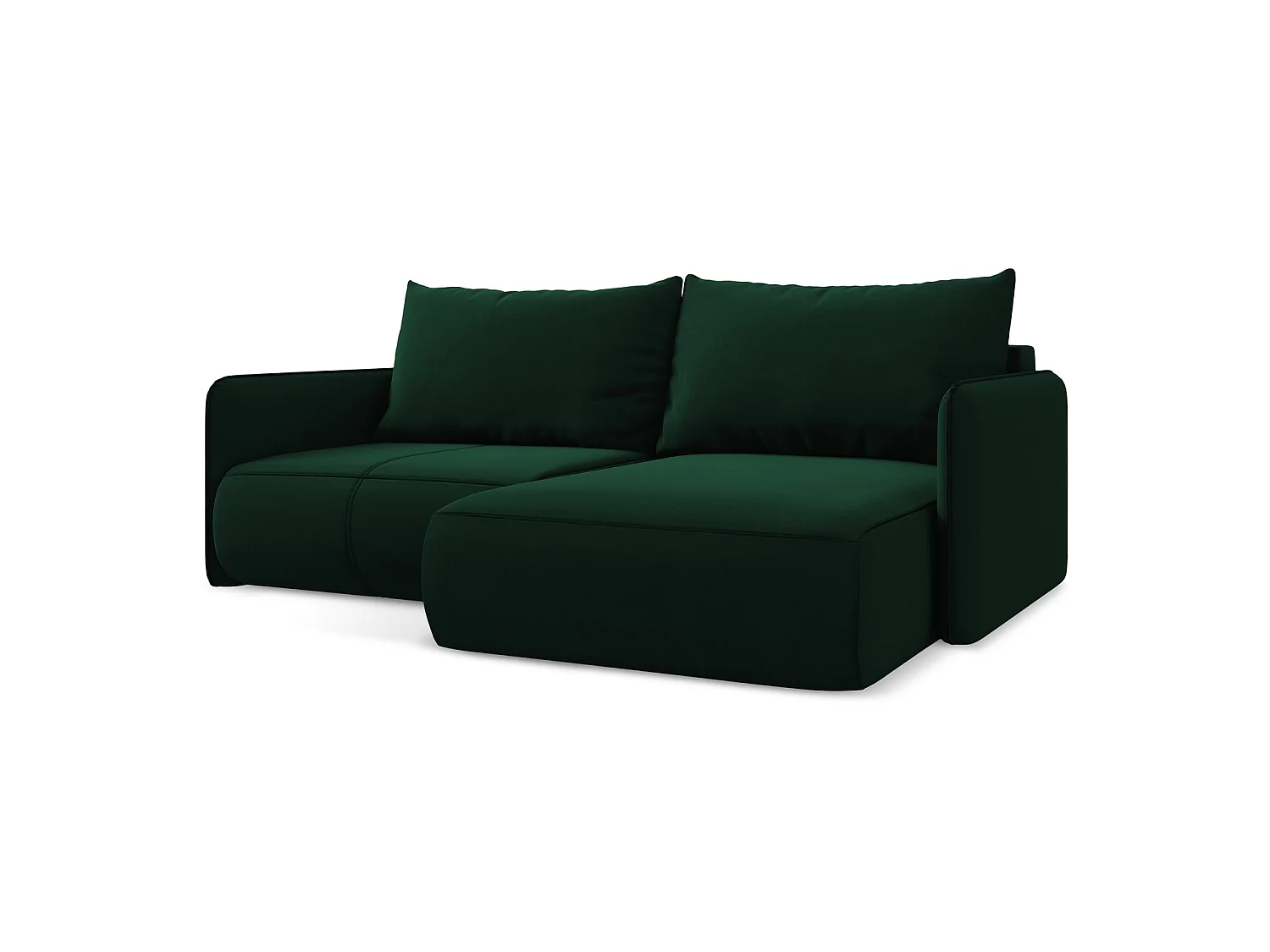 2,5-Sitzer Ecksofa mit Schlaffunktion - Ecke Rechts - Samt - Flaschengrün - PALERMO