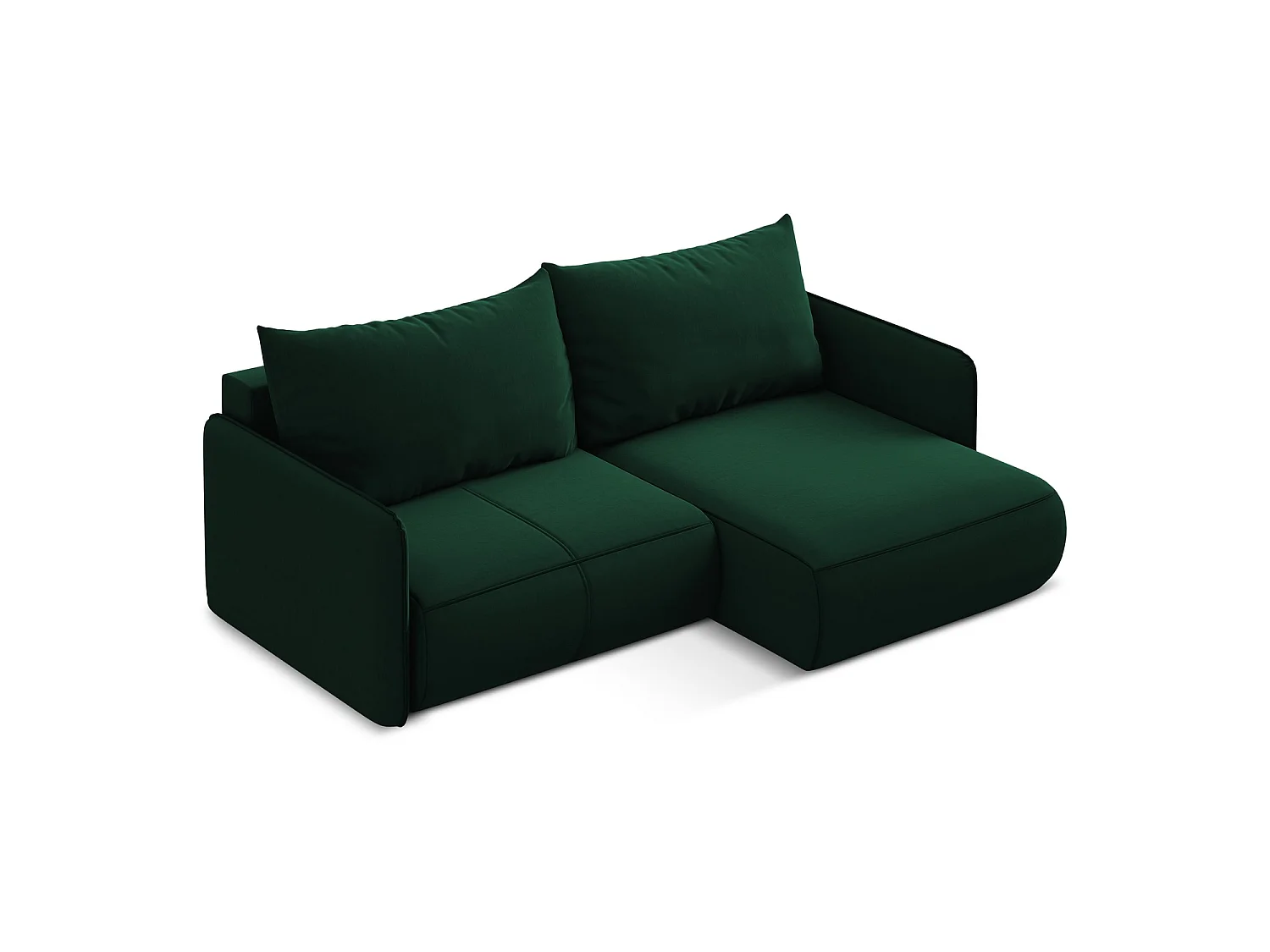2,5-Sitzer Ecksofa mit Schlaffunktion - Ecke Rechts - Samt - Flaschengrün - PALERMO