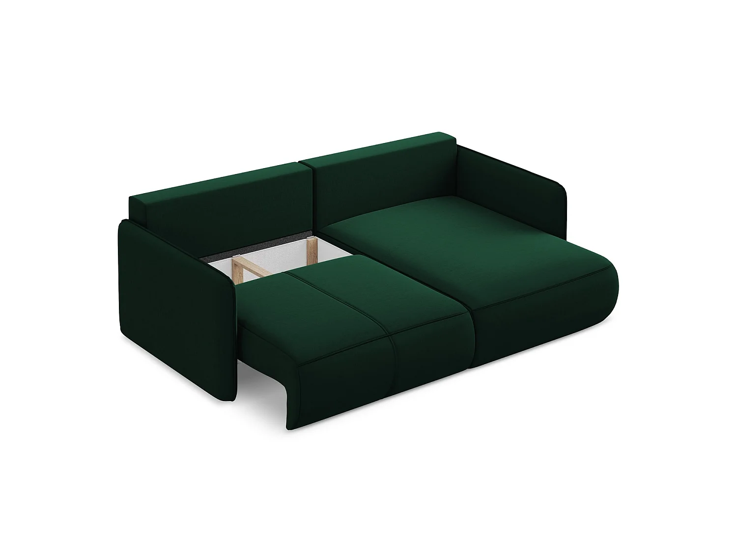 2,5-Sitzer Ecksofa mit Schlaffunktion - Ecke Rechts - Samt - Flaschengrün - PALERMO