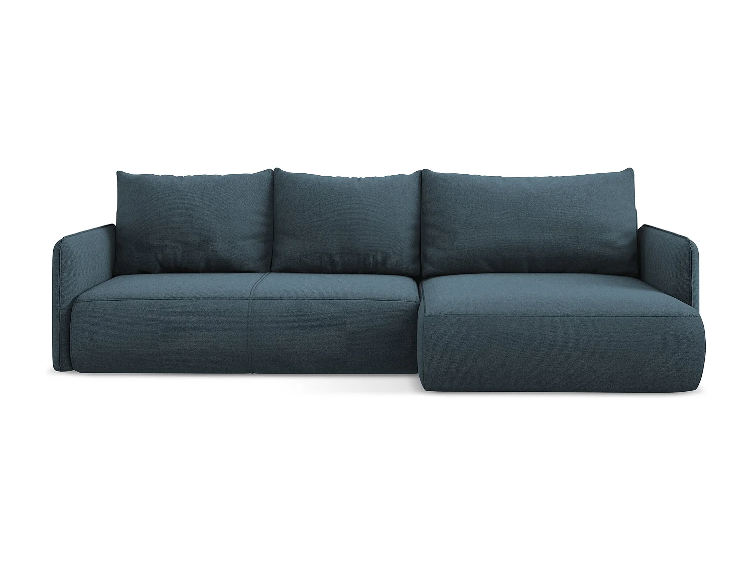 Canapé d’angle 3 places droit convertible en tissu texturé - jeans - NANEA